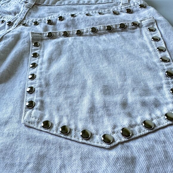 Reformation Cary High Rise Slouchy Wide Leg Jeans Fior Di Latte Studded Size 30 - Picture 5 of 10